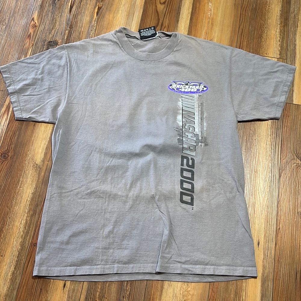 2000 Brickyard 400 Shirt Nascar Large Gray Y2K Racing Indianapolis Speedway Tee